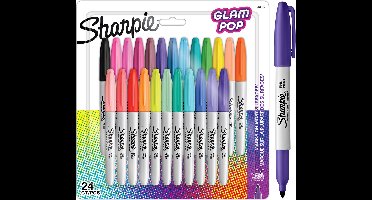 Sharpie Glam Pop Permanent Markers | Fijne Punt voor Gedurfde Details | Verschillende kleuren | 24 Markers