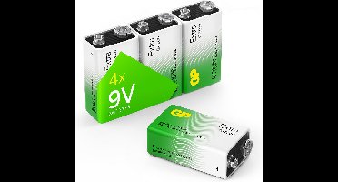 GP Extra Alkaline 9V Batterij - 4 stuks 9 volt batterij (9v blok, MN1604, 6LR61) met nieuwe G-TECH Technologie voor lange looptijd & gepatenteerde lekbescherming