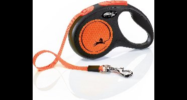 Flexi Rollijn New Classic Neon Tape Zwart / Oranje