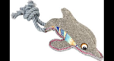 Duvoplus - Speelgoed Voor Dieren - Hond - Canvas Dolfijn Met Touw 46x14x11cm Grijs - 1st