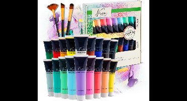 Hobbyverf Acrylverf Set 18pcs - 36ml Verf Tubes - Acrylverf Kinderen en Volwassenen - 9 Pastel & 9 Basis Kleuren - Verf Kinderen Knutselen - Kinder Verf Set