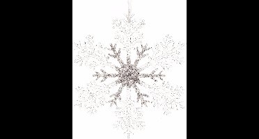 Decoris Kersthanger - sneeuwvlok - 21 cm - zilver - glitters - kerstboomdecoratie
