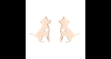 dames RVS oorknoppen met hondje-rosegouden-9mm-13mm