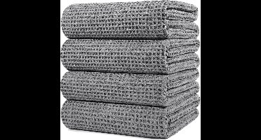 4 Stuks Groot Microvezel sneldrogende pluisvrije badhanddoek, 152 x 76 cm, 4 stuks (grijs, wafelweefsel)