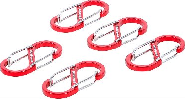 BGS Karabijnhaak-assortiment met dubbele opening aluminium 5 delig