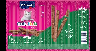 Vitakraft Cat-Stick Mini - Kattensnack - Eend&Konijn - 5 x 6 st