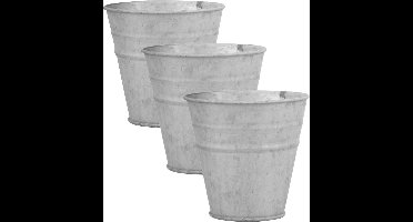4x stuks oud zinken emmertjes/bloempotten zilver 12 cm - Zinken emmertjes - Bloememmertje - Decoratie emmer
