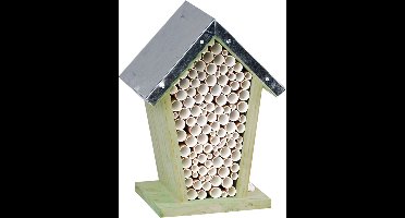 Best for birds Houten bijenhuis/bijenhotel - 12 x 15 x 22 cm - Hotel/huisje voor insecten - Wespenhuis/wespenhotel