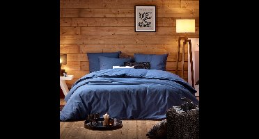 De Witte Lietaer Dekbedovertrek Laura Blue Indigo - Hotelmaat - 260 x 240 cm - Katoen Flanel