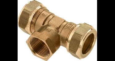 Bonfix knelkoppeling - T-stuk knel x binnendraad x knel - 14mm x 1/2 x 14mm - Messing