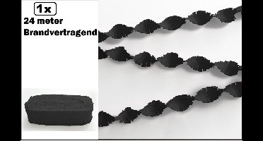Crepe guirlande brandvertragend zwart 24meter -BRANDVERTRAGEND - verjaardag vlaglijn festival thema feest