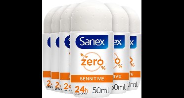 6x Sanex Deoroller Zero% Sensitive Skin 50 ml