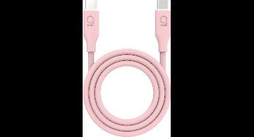 Qware - USB C to USB C - Kabel - Cable - Fast charge - Snel laden - 1 meter - Siliconen - Knoop vrij - Extra flexibel - Roze