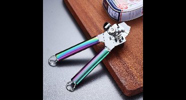 Heavy Duty Blikopener - RVS Rainbow Handle Blikopener - Titainium Kleurrijke Plating Handvat Blikopener Hand Held - Gladde Rand Handmatige Blikopener