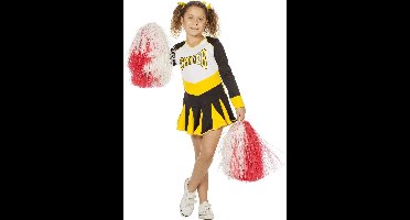 Cheerleader jurkje kind zwart/wit/geel - Maat 104