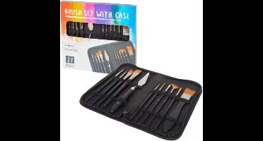 Penseel Set Met Etui - Penseel Set 11 Stuk Met Etui - Voor Acryl- en Aquarelverf