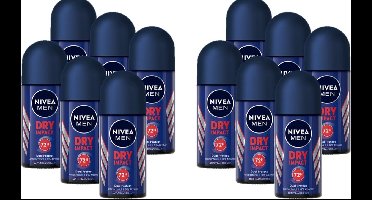 Nivea Deo Roll On For Men Dry Impact - 50 ml - Voordeelverpakking 12 stuks