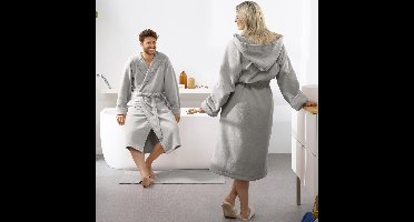 Moodit Badjas Reese, Zilver - XXL - Unisex - Katoen/Polyester