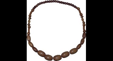 Ketting bruine tinten met houten kralen #4