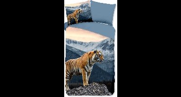 Pure dekbedovertrek tijger in de bergen - 1 persoons 140x200/220 cm - Multi - Microvezel