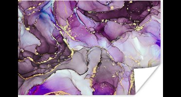 Poster Marmer - Roze - Paars - Gold - 30x20 cm