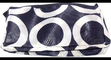 Toilettas klein zwart met zilveren ronden