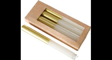 Staafkaars 20 cm diameter 2,20 cm verloop goud / wit
