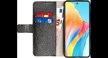 Just in Case hoesje geschikt voor Oppo A58 (4G) Hoesje met Pasjeshouder - Bookcase Classic - Zwart