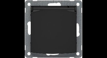 PEHA BADORA 1V wandcontactdoos met randaarde en klapdeksel Mat zwart D 11.6511.193 K