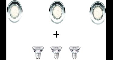 PHILIPS - HALOGEEN LED ARMATUREN Ø80mm - INBOUWSPOT GU10 - 3 STUKS - EXCL. LICHTBRONNEN