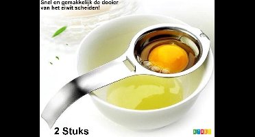 *** 2 Stuks Professionele Ei-scheider Keuken Voordeel - Splitsen van Eiwit & Eigeel - RVS & Zilver - Met Slagkant - van Heble® ***