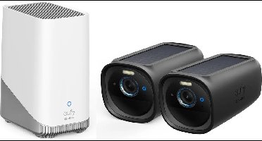 eufy security eufyCam 3 4K Draadloze Beveiligingsset - Inclusief Homebase 3 en 2 Solar Camera's incl. BLACK skin - Bundelvoordeel