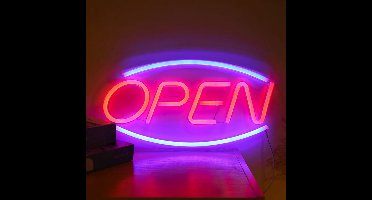 Groenovatie LED Neon Wandlamp "Open" - Op USB - 45x22x2cm - Blauw / Roze