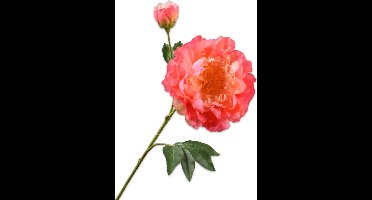 Silk-ka Kunstbloem-Zijden Bloem Pioen Tak Zalm-Roze 79 cm