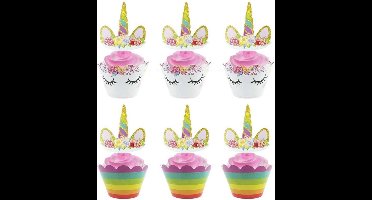 *** 24x Cocktailprikkers - Taartprikkers - cupcakes - Unicorn - Regenboog - 24stuks -Feestje Traktatie Verjaardag - van Heble® ***