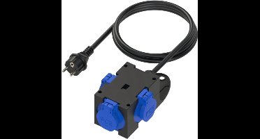 PCE 9430409 3-voudig Stopcontactsplitter Zwart, Blauw