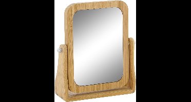 Badkamerspiegel / make-up spiegel bamboe hout 22 x 6 x 22 - Opmaken - Luxe cosmeticaspiegels