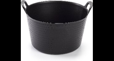 Plasticforte flexibele emmer/kuip - 4x stuks - zwart - kunststof - rond - 15 liter - 24 x 24 x 15 cm - wasmanden - tuinafval - speelgoed