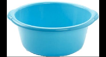 Set van 2x stuks kunststof teiltjes/afwasbakken rond 6 liter blauw - Afmetingen 34 x 32 x 14 cm