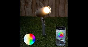 Antraciete tuinspot met grondpen - Zigbee GU10 spot - RGBWW - Draaibaar - Buitenlamp