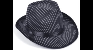 Rubies Carnaval verkleed hoed voor een Maffia/gangster - zwart - polyester - heren/dames - krijtstreep motief