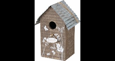 Vogelhuisje/nestkastjes Welcome bruin hout 22 cm - Vogelhuisjes tuindecoraties