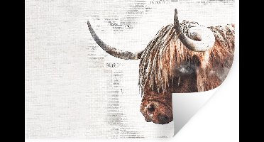 Muurstickers - Sticker Folie - Schotse hooglander - Dieren - Krant - 30x20 cm - Plakfolie - Muurstickers Kinderkamer - Zelfklevend Behang - Zelfklevend behangpapier - Stickerfolie