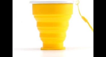 Heble® - Opvouwbare Beker Met Deksel - 200ml - Siliconen - Geel