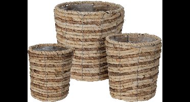 Mandenset stro 3 maten - plantenmand - plantenmand binnen - planten