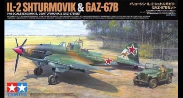 Tamiya Modelbouwpakket Militaire voertuigen - 25212 Ilyushin IL-2 Shturmovik - GAZ-67B Set Plastic - 1:48 - Modelbouw