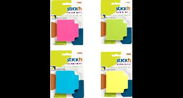 Stick'n notes - Bundel - 200 Sticky Notes - 4 x 50 stuks - Roze - Groen - Blauw - Geel