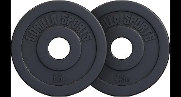 Gorilla Sports Olympische Halterschijven 2 x 2,5 kg Kunststof - 50 mm