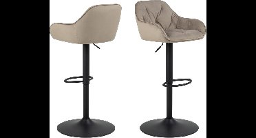 Barkruk Stof Beige - Verstelbaar - Zithoogte 46,5cm - 52x52x109cm - Giga Living