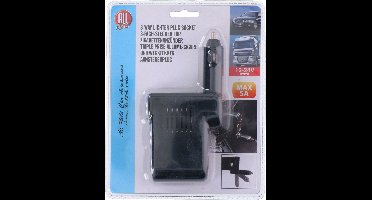 Dunlop Auto 3-weg verdeelstekker - aansteker ingang aansluiting - zwart - 12/24V - 1 naar 3 sockets - accessoires